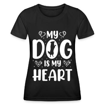 Mein Hund ist mein Herz - Herzchen - Frauen Funktions-T-Shirt - Schwarz - Vorne - AI Model Female 172 light (172cm)