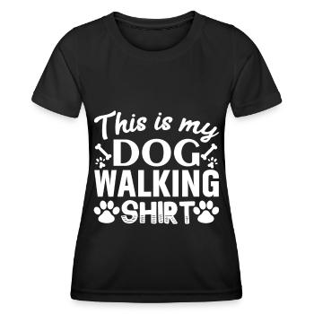 This is my dog walking shirt - Two bones and - Women's Functional T-Shirt - black - Front - AI Model Female 172 light (172cm)