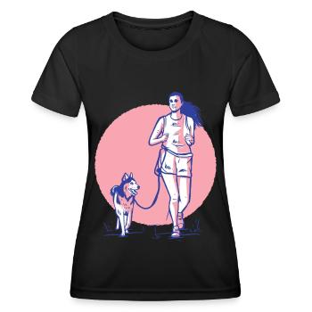 Woman and dog - Women's Functional T-Shirt - black - Front - AI Model Female 172 light (172cm)