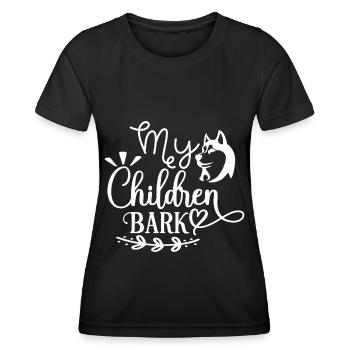 My children bark - Husky - Women's Functional T-Shirt - black - Front - AI Model Female 172 light (172cm)