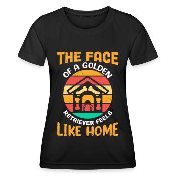 Das Gesicht eines Golden Retrievers fühlt sich wie - Frauen Funktions-T-Shirt - Schwarz - Vorne - AI Model Female 172 light (172cm)