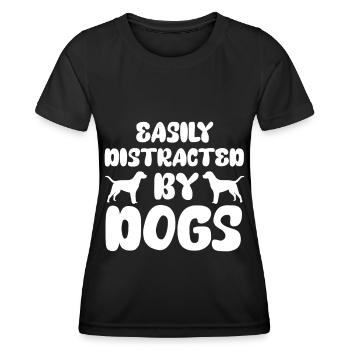 Leicht ablenkbar durch Hunde - Hunde - Frauen Funktions-T-Shirt - Schwarz - Vorne - AI Model Female 172 light (172cm)