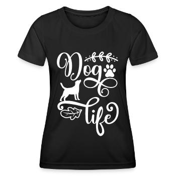 Hundeleben - Hund und Pfote(DO) - Frauen Funktions-T-Shirt - Schwarz - Vorne - AI Model Female 172 light (172cm)