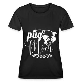 Pug Mama - Arrow - Dog - Hearts - Women's Functional T-Shirt - black - Front - AI Model Female 172 light (172cm)
