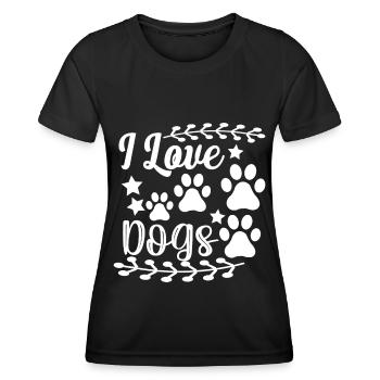 I Love Dogs - Stars and Paws - Women's Functional T-Shirt - black - Front - AI Model Female 172 light (172cm)