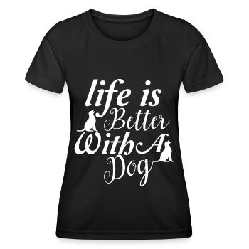 Das Leben ist besser mit einem Hund - 2 Hunde - Frauen Funktions-T-Shirt - Schwarz - Vorne - AI Model Female 172 light (172cm)