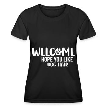 Bienvenue, j’espère que vous aimez les poils de chien - T-shirt sport Femme - noir - Devant - AI Model Female 172 light (172cm)