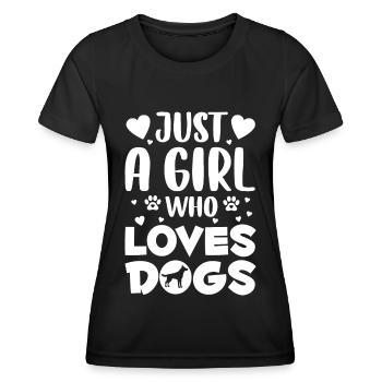 Juste une fille qui aime le chien - Blanc - T-shirt sport Femme - noir - Devant - AI Model Female 172 light (172cm)