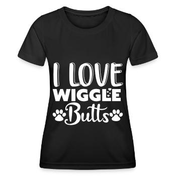 I Love Wackelpopos - Paw and Hearts - Women's Functional T-Shirt - black - Front - AI Model Female 172 light (172cm)