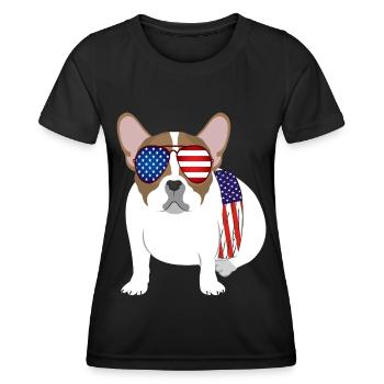 Hund - Amerikaner - Sonnenbrille - Frauen Funktions-T-Shirt - Schwarz - Vorne - AI Model Female 172 light (172cm)