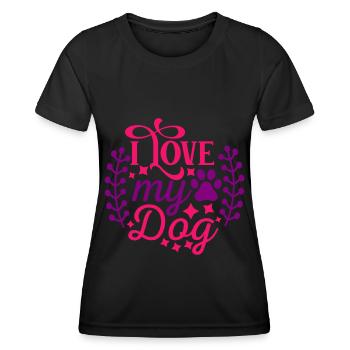 I love my dog - stars and paw - Women's Functional T-Shirt - black - Front - AI Model Female 172 light (172cm)
