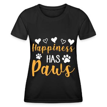 Happiness Has Paws - Herzen und Pfoten - Frauen Funktions-T-Shirt - Schwarz - Vorne - AI Model Female 172 light (172cm)