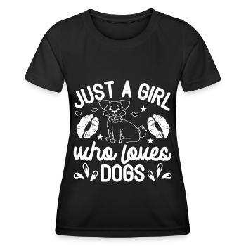 Nur ein Mädchen, das Hunde liebt - Lippen - Sterne - Frauen Funktions-T-Shirt - Schwarz - Vorne - AI Model Female 172 light (172cm)