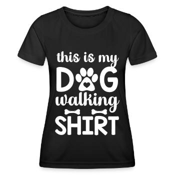Ceci est ma chemise de randonnée pour chien - patte et os - T-shirt sport Femme - noir - Devant - AI Model Female 172 light (172cm)