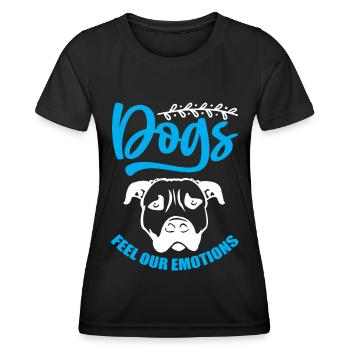 Hunde fühlen unsere Gefühle - blau und weiß - Frauen Funktions-T-Shirt - Schwarz - Vorne - AI Model Female 172 light (172cm)