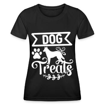 DOG Treats - Erwachsener Hund und Pfote - Frauen Funktions-T-Shirt - Schwarz - Vorne - AI Model Female 172 light (172cm)