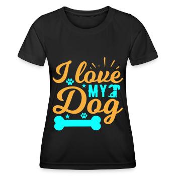 Ich liebe meinen Hund - Knochen - Pfoten - Sterne - Frauen Funktions-T-Shirt - Schwarz - Vorne - AI Model Female 172 light (172cm)