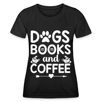 Hundebücher und Kaffee - Herz und Pfeil - Frauen Funktions-T-Shirt - Schwarz - Vorne - AI Model Female 172 light (172cm)