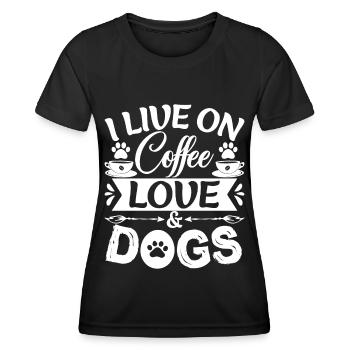 Ich lebe von der Kaffeeliebe _ Hunde - Frauen Funktions-T-Shirt - Schwarz - Vorne - AI Model Female 172 light (172cm)