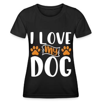 Ich liebe meinen Hund - Pfoten - Frauen Funktions-T-Shirt - Schwarz - Vorne - AI Model Female 172 light (172cm)