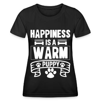 Happiness is a warm puppy - Women's Functional T-Shirt - black - Front - AI Model Female 172 light (172cm)