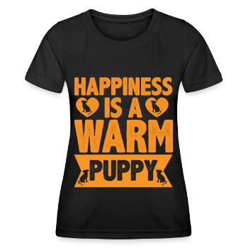 Glück ist ein warmes Hündchen - Heart and Dogs - Frauen Funktions-T-Shirt - Schwarz - Vorne - AI Model Female 172 light (172cm)