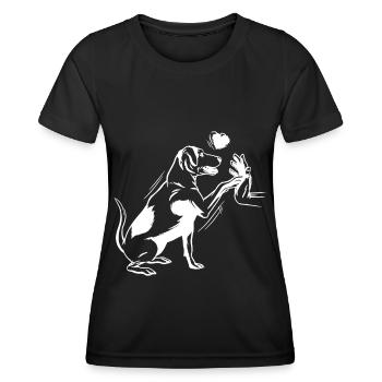 Hund - Herz - Hand - Frauen Funktions-T-Shirt - Schwarz - Vorne - AI Model Female 172 light (172cm)