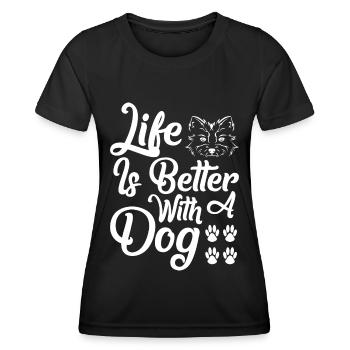 La vie est meilleure avec un chien - Paws and Dog - T-shirt sport Femme - noir - Devant - AI Model Female 172 light (172cm)