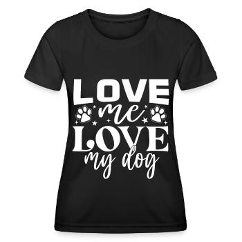 Liebe mich, liebe meinen Hund - Stars and Paws - Frauen Funktions-T-Shirt - Schwarz - Vorne - AI Model Female 172 light (172cm)