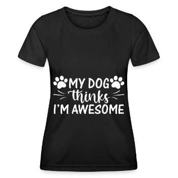 Mon chien m’aime - noir et blanc - T-shirt sport Femme - noir - Devant - AI Model Female 172 light (172cm)