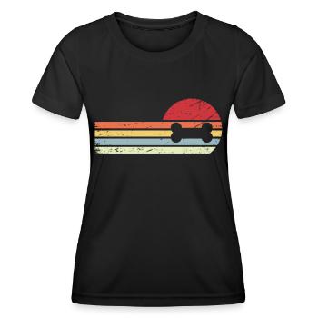 Sonne und Retro-Linien - Hundeknochen - - Frauen Funktions-T-Shirt - Schwarz - Vorne - AI Model Female 172 light (172cm)