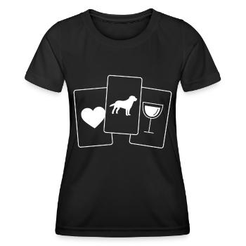Coeur - Vin - Chien - - T-shirt sport Femme - noir - Devant - AI Model Female 172 light (172cm)