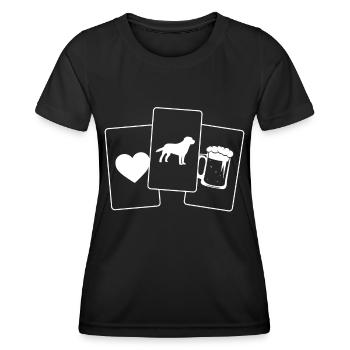Herz - Bier - Hund - Herz - Frauen Funktions-T-Shirt - Schwarz - Vorne - AI Model Female 172 light (172cm)