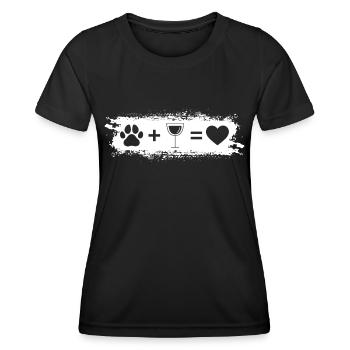 Grunge rectangle - coeur - vin - patte de chien - - T-shirt sport Femme - noir - Devant - AI Model Female 172 light (172cm)