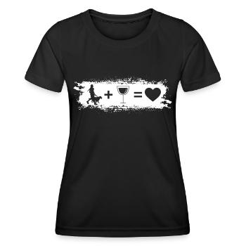 Grunge Rectangle - Coeur - Vin - Femme avec chien - - T-shirt sport Femme - noir - Devant - AI Model Female 172 light (172cm)