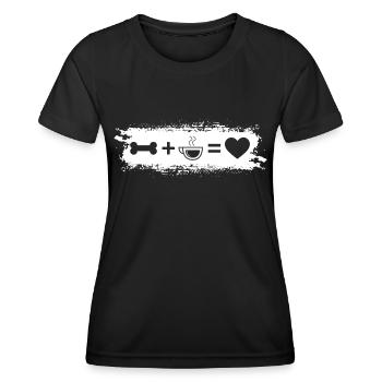 Grunge-Rechteck - Herz - Kaffee - Hundeknochen - - Frauen Funktions-T-Shirt - Schwarz - Vorne - AI Model Female 172 light (172cm)