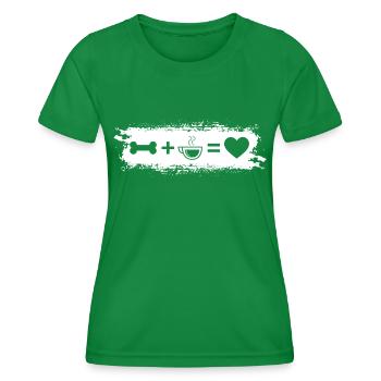 Grunge-Rechteck - Herz - Kaffee - Hundeknochen - - Frauen Funktions-T-Shirt - Kelly Green - Vorne - AI Model Female 172 dark (172cm)