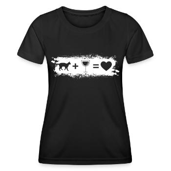 Grunge Rectangle - Herz - Wein - Katze - - Frauen Funktions-T-Shirt - Schwarz - Vorne - AI Model Female 172 light (172cm)