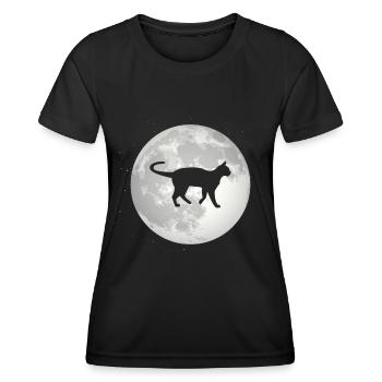 Pleine Lune - Chat - - T-shirt sport Femme - noir - Devant - AI Model Female 172 light (172cm)