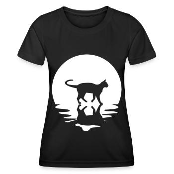 Circle and reflection - Cat - - Women's Functional T-Shirt - black - Front - AI Model Female 172 light (172cm)