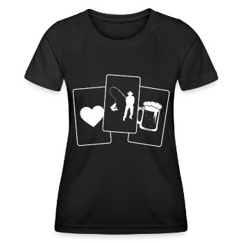 Herz - Bier - Angeln - - Frauen Funktions-T-Shirt - Schwarz - Vorne - AI Model Female 172 light (172cm)