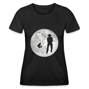 Pleine Lune - Pêche - - T-shirt sport Femme - noir - Devant - AI Model Female 172 light (172cm)