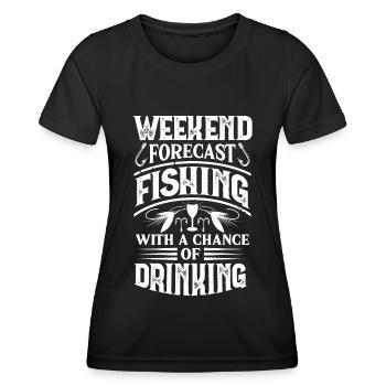 Prévisions de week-end pêche avec une chance de tri - T-shirt sport Femme - noir - Devant - AI Model Female 172 light (172cm)