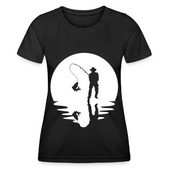Cercle et réflexion - Pêche - - T-shirt sport Femme - noir - Devant - AI Model Female 172 light (172cm)