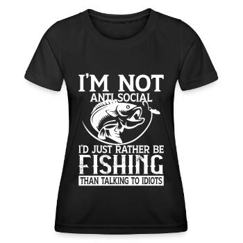 I'm not antisocial, I'd just rather fish - Women's Functional T-Shirt - black - Front - AI Model Female 172 light (172cm)
