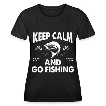 Ruhig bleiben und angeln gehen - (2) - Frauen Funktions-T-Shirt - Schwarz - Vorne - AI Model Female 172 light (172cm)