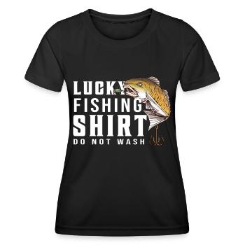 Ne lavez pas la chemise Lucky Fisher - (2) - T-shirt sport Femme - noir - Devant - AI Model Female 172 light (172cm)