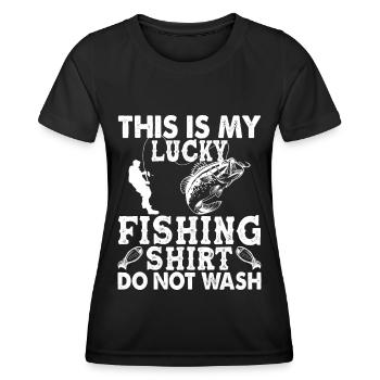 Dies ist mein Glücksangelhemd Nicht waschen - (2) - Frauen Funktions-T-Shirt - Schwarz - Vorne - AI Model Female 172 light (172cm)