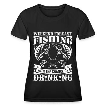 Prévisions du week-end Pêche avec la possibilité de boire - T-shirt sport Femme - noir - Devant - AI Model Female 172 light (172cm)