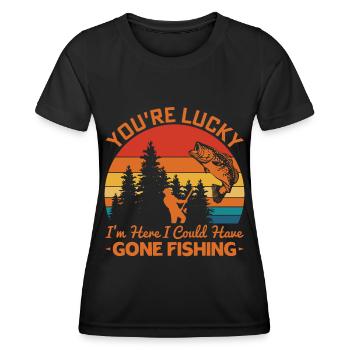 Tu as de la chance que je sois là, j’aurais pêché - T-shirt sport Femme - noir - Devant - AI Model Female 172 light (172cm)